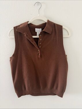 H&M Sleeveless Polo Knit Tank in Warm Brown